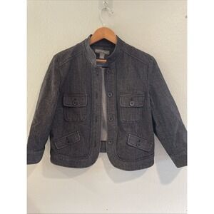 Josephine Chaus Utility Denim‎ Jacket Blazer Women's Sz 10 Button Up Stretch